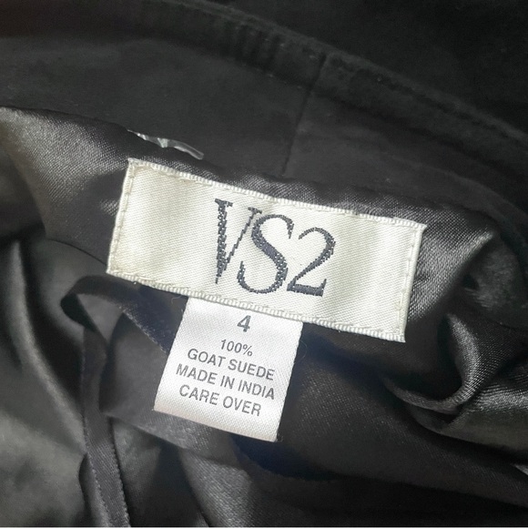 Y2K Vakko VS2 100% Goat Suede Leather Patchwork Skirt in Black size Small 4 - Picture 8 of 8